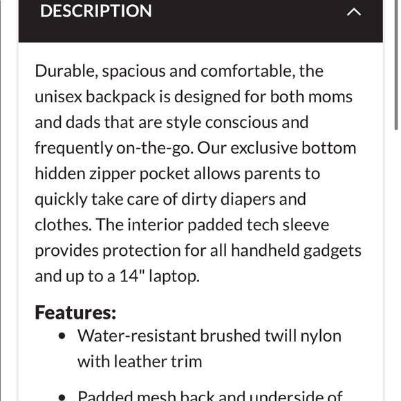 Unisex Courage Diaper Backpack two tones - Picture 3 of 8